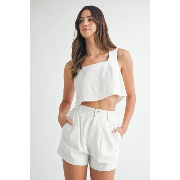Anthropologie Mable Aliya Shorts Womens Small White Linen Blend High Rise - Picture 1 of 9